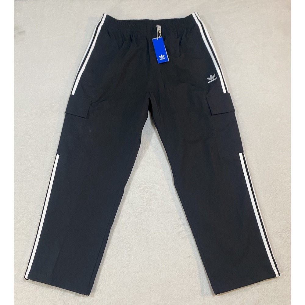Adidas Adicolor Men's Originals 3 Stripe Cargo Pants Black White Size L NWT 80$